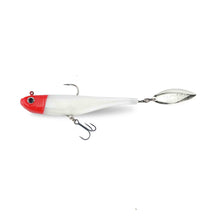 View of Swimbaits Biwaa Divinator Medium 35g Tailspin Swimbait Red Head available at EZOKO Pike and Musky Shop