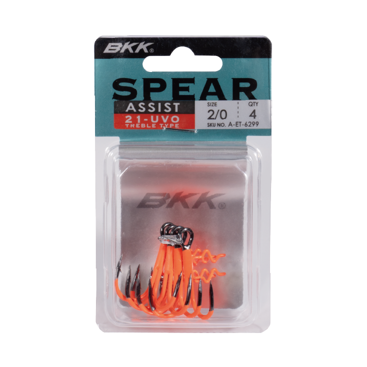 View of Hooks BKK Spear-21 UVO Assist Treble Hook available at EZOKO Fishing