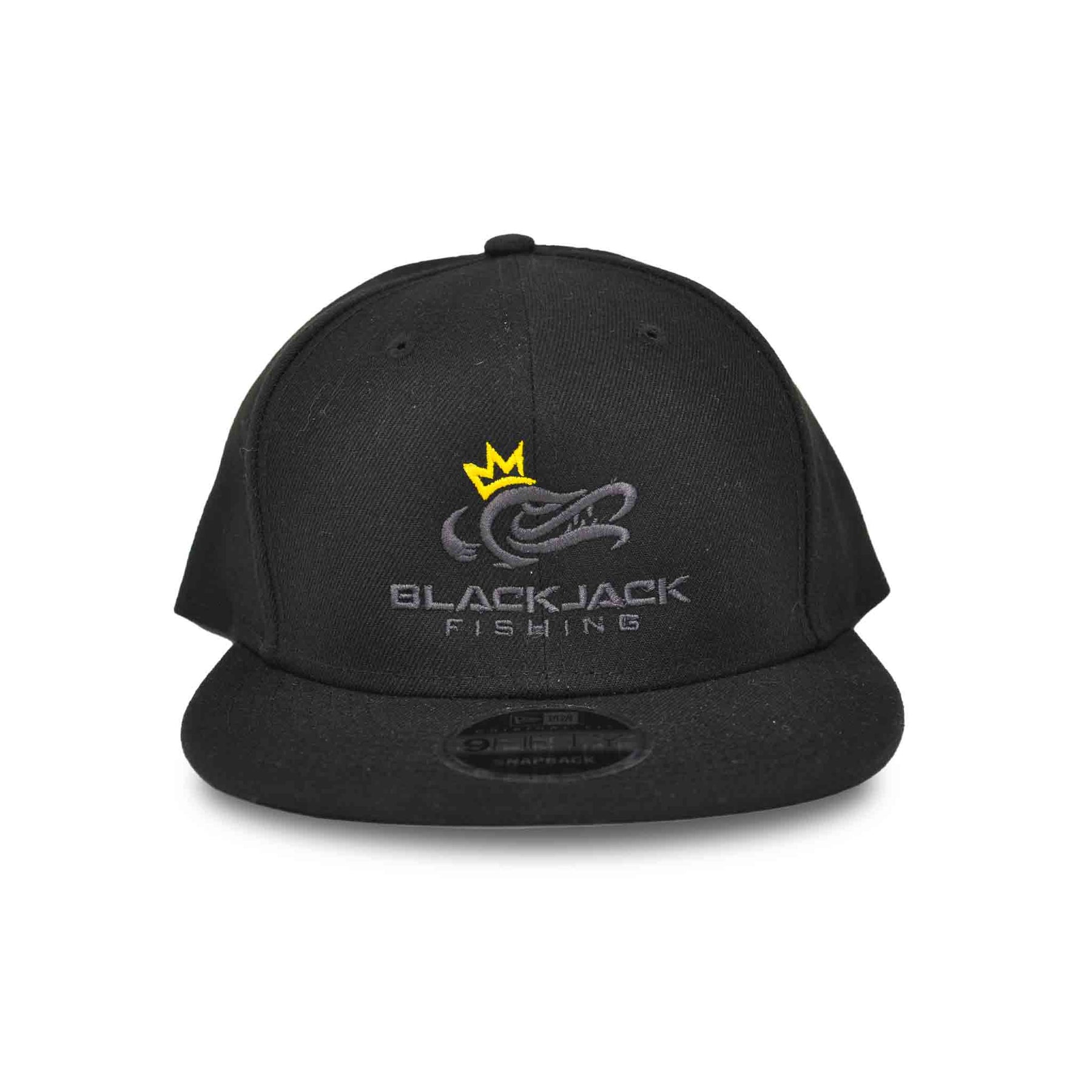 View of Hats Black Jack Fishing New Era Flat Bill Snapback Cap. available at EZOKO Pike and Musky Shop