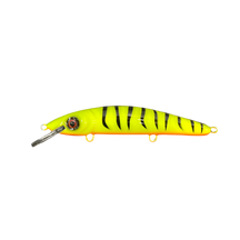 View of Crankbaits Blue Water Baits 9" cisco (Synthetic Cedar) - shallow Crankbait Chartreuse Tiger / Orane Belly available at EZOKO Pike and Musky Shop