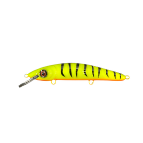 View of Crankbaits Blue Water Baits 9" cisco (Synthetic Cedar) - shallow Crankbait Chartreuse Tiger / Orane Belly available at EZOKO Pike and Musky Shop