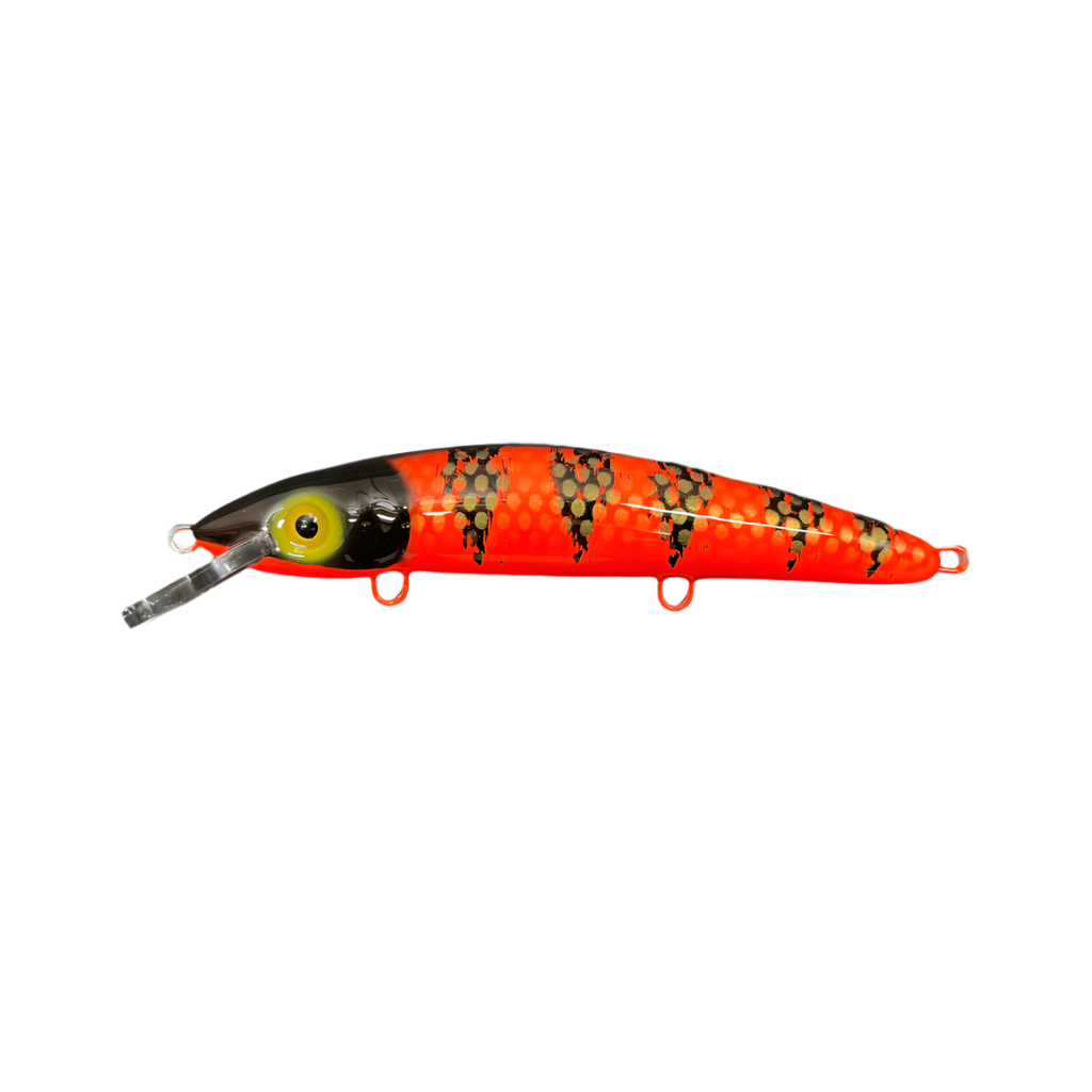 View of Crankbaits Blue Water Baits 9" cisco (Synthetic Cedar) - shallow Crankbait Chewy Louis / Orange Belly available at EZOKO Pike and Musky Shop