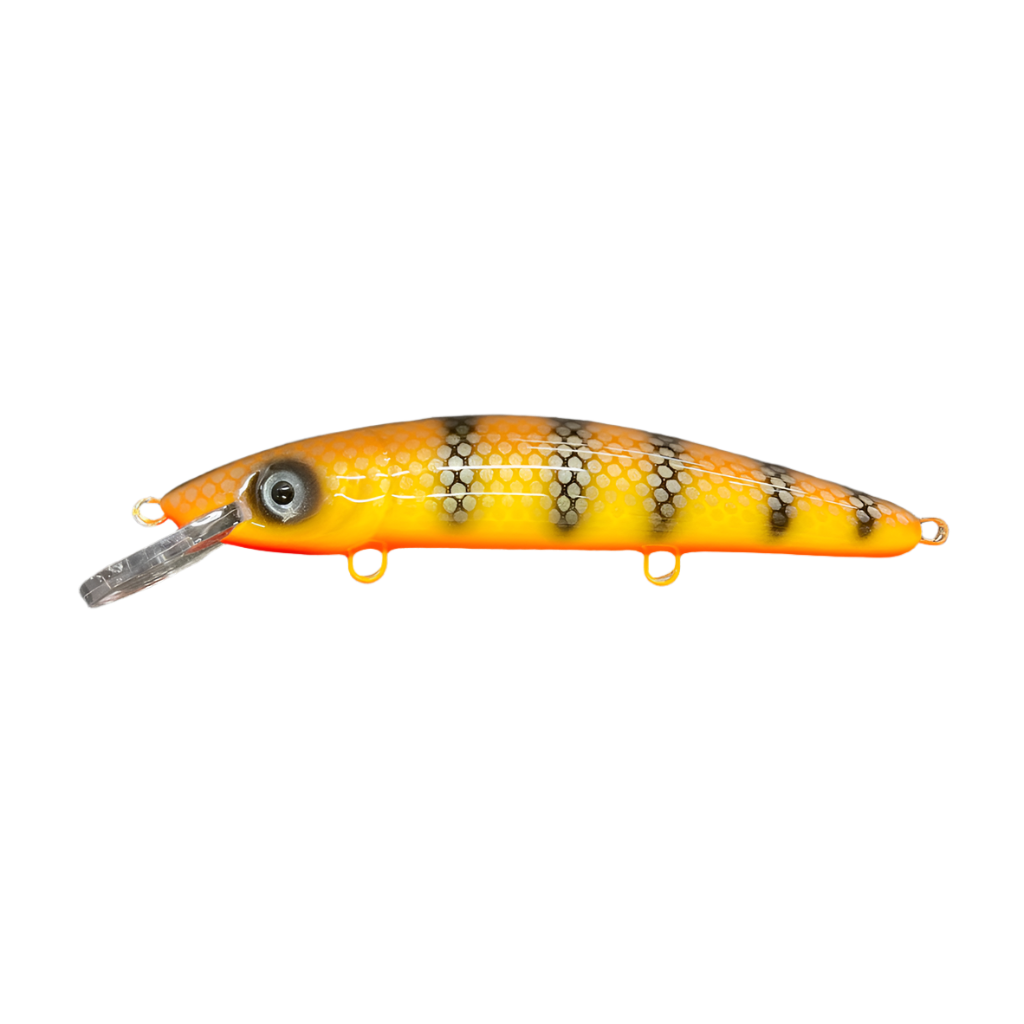 View of Crankbaits Blue Water Baits 9" cisco (Synthetic Cedar) - shallow Crankbait Legend Walleye / Orange Belly available at EZOKO Pike and Musky Shop