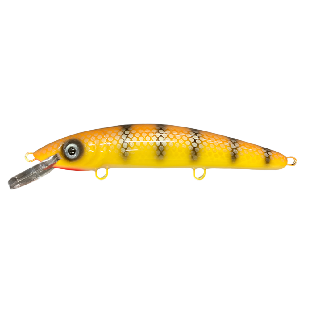 View of Crankbaits Blue Water Baits 9" cisco (Synthetic Cedar) - shallow Crankbait Legend Walleye / White Belly available at EZOKO Pike and Musky Shop