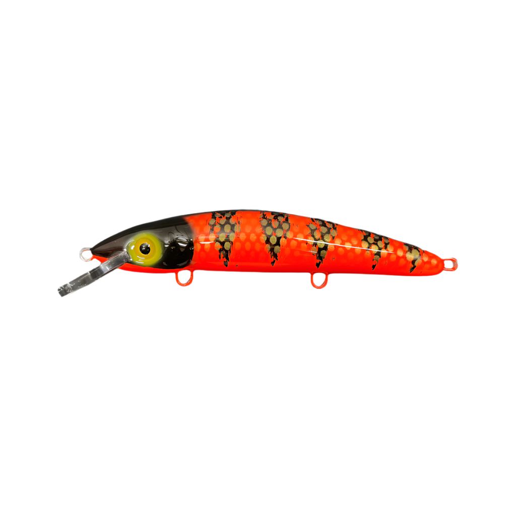 View of Crankbaits Blue Water Baits 9" cisco (Synthetic Cedar) - shallow Crankbait Chewy Louis / Orange Belly available at EZOKO Pike and Musky Shop