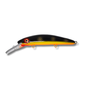 View of Crankbaits Blue Water Baits 9" Herring - Dive Crankbaits Black Perch / Orange Belly available at EZOKO Pike and Musky Shop