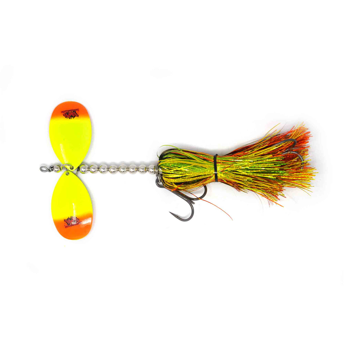 View of Bucktails Blue Water Baits Show Stopper 9 Bucktail Firetiger available at EZOKO Pike and Musky Shop