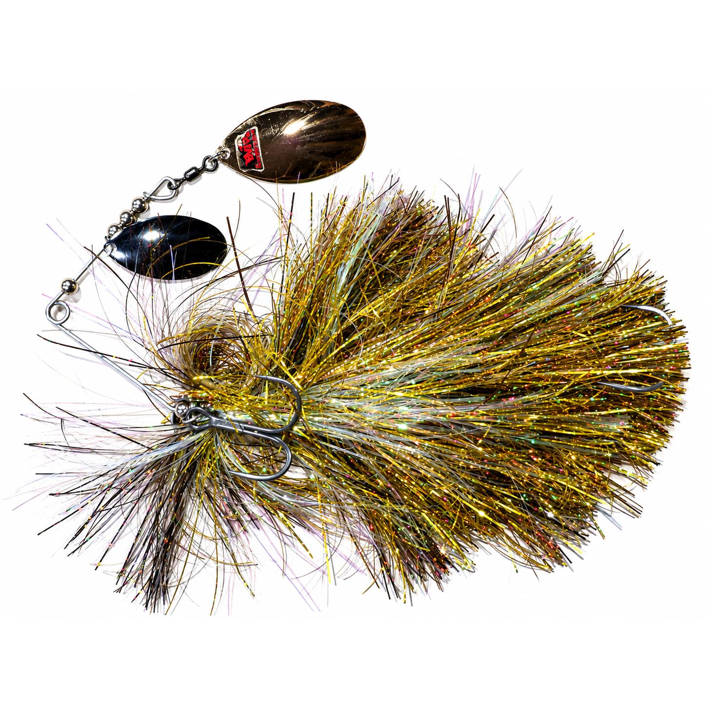 View of Spinnerbaits Blue Water Baits Weed Whacker Magnum Spinnerbait Honey Bear available at EZOKO Fishing