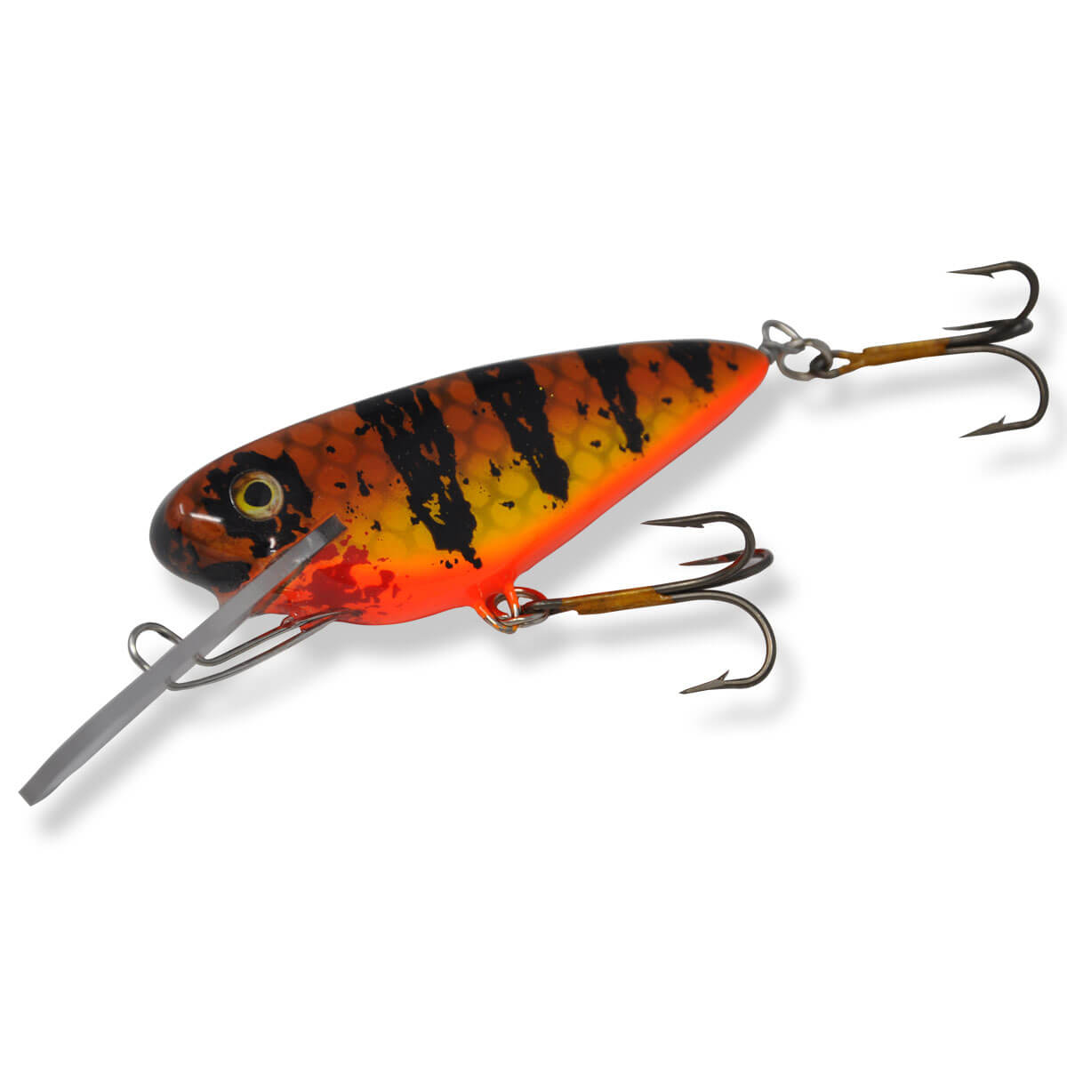 View of Crankbaits B&N Custom Fat Shat 5'' Crankbait Brown Perch Orange Belly available at EZOKO Pike and Musky Shop