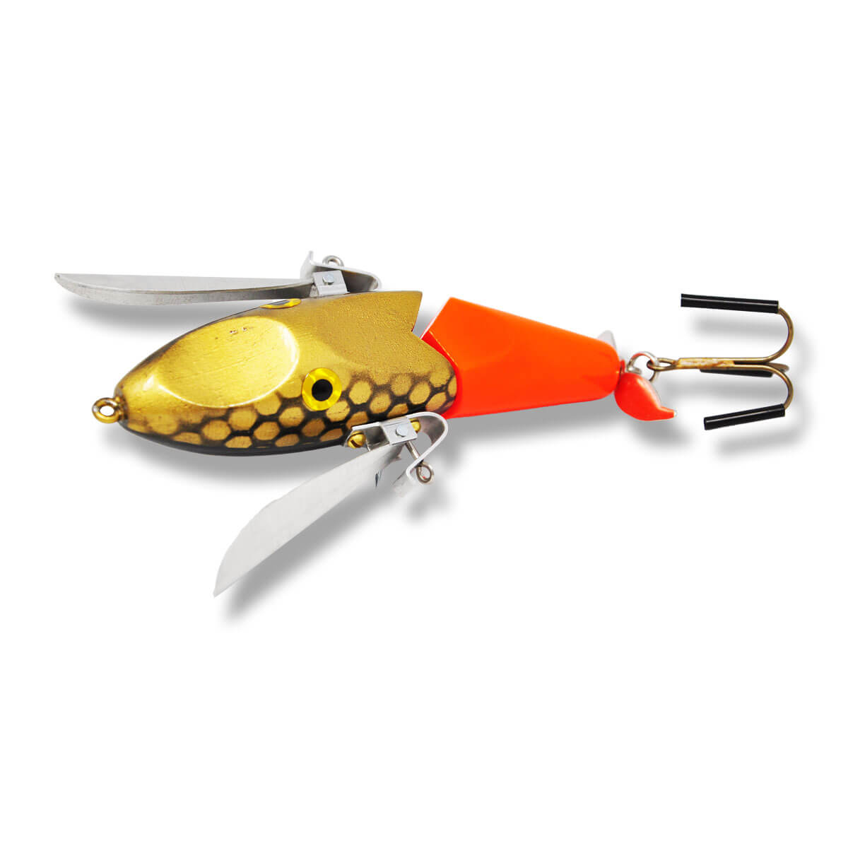 View of Bobbie Bait Creepin' Hogg Orange / Black Dots available at EZOKO Fishing
