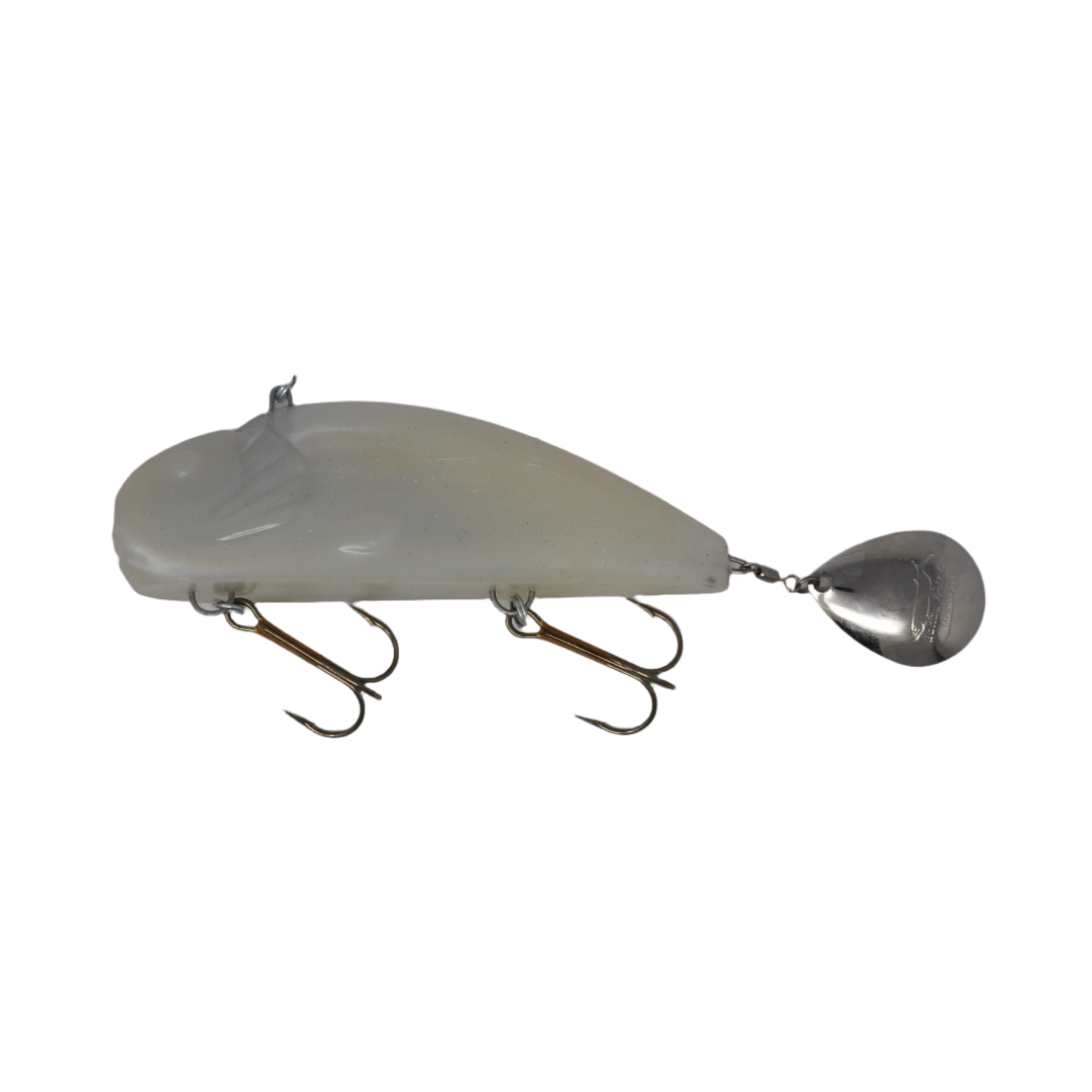 View of Jigs-Spoons Bondy Bait Co. Bondy Bait Junior Spintail Jig Pearl White available at EZOKO Pike and Musky Shop