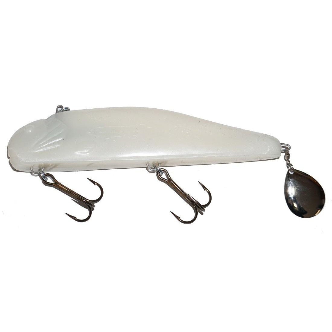 View of Jigs-Spoons Bondy Bait Co. Magnum Spintail Jig Pearl White available at EZOKO Fishing