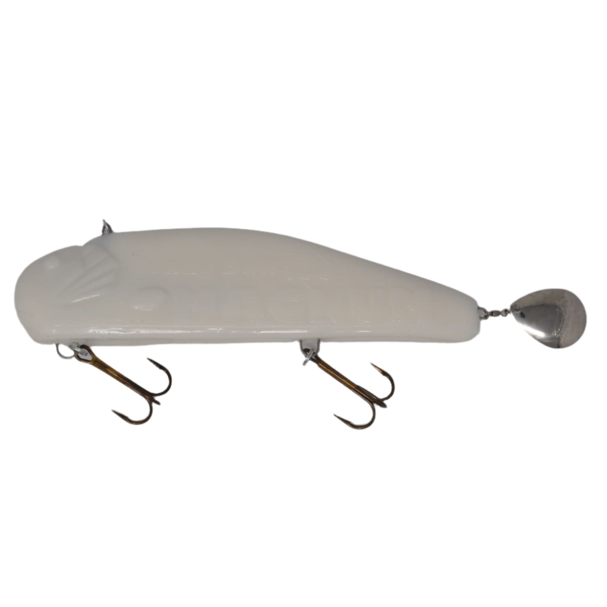 View of Jigs-Spoons Bondy Bait Co. Magnum Spintail Jig Pure White available at EZOKO Fishing
