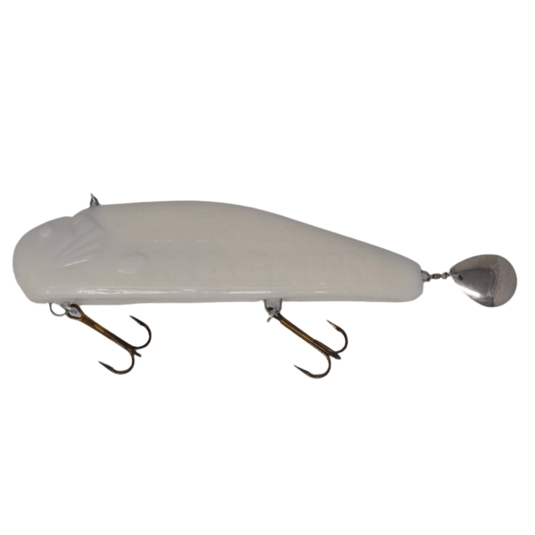 View of Jigs-Spoons Bondy Bait Co. Magnum Spintail Jig Pure White available at EZOKO Pike and Musky Shop