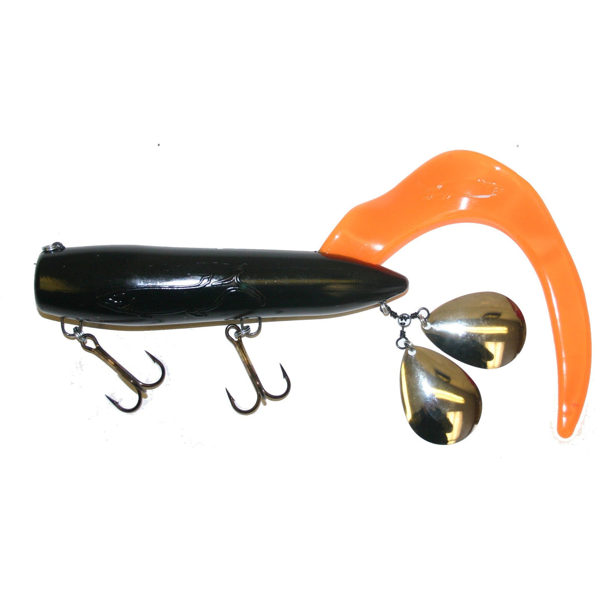 View of Rubber Bondy Bait Co. Royal Orba Junior Black/Orange available at EZOKO Pike and Musky Shop