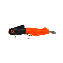 View of Rubber Boss Shad Hybrid Large Black Orange Tail available at EZOKO Pike and Musky Shop