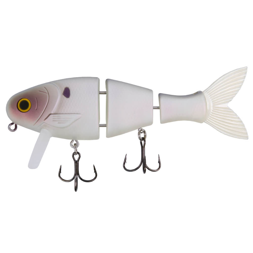 View of WakeBait Bucca Brand Bull Wake 5" Pearl Bone available at EZOKO Fishing