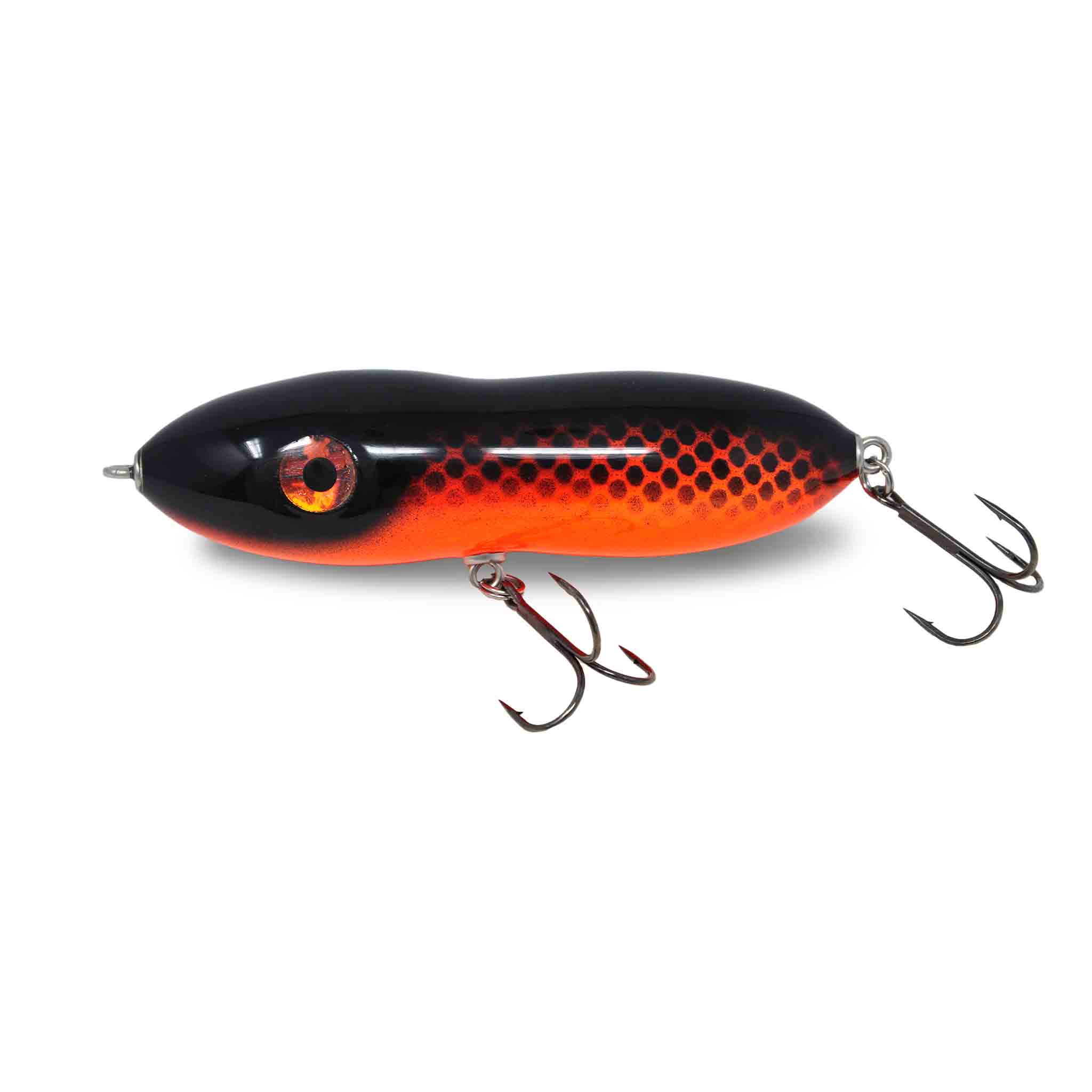 View of Topwater Chaos Tackle Bubba Topwater Bait Black/Orange available at EZOKO Fishing