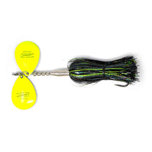 View of Bucktails Chaos Tackle Esox Assault Double 8 Bucktail Black Chartreuse available at EZOKO Pike and Musky Shop