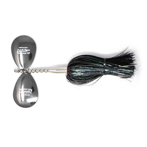 View of Bucktails Chaos Tackle Esox Assault Double 8 Bucktail Smoke available at EZOKO Pike and Musky Shop