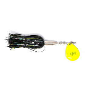 View of Bucktails Chaos Tackle Esox Assault Single 6 Bucktail Black Chartreuse available at EZOKO Pike and Musky Shop