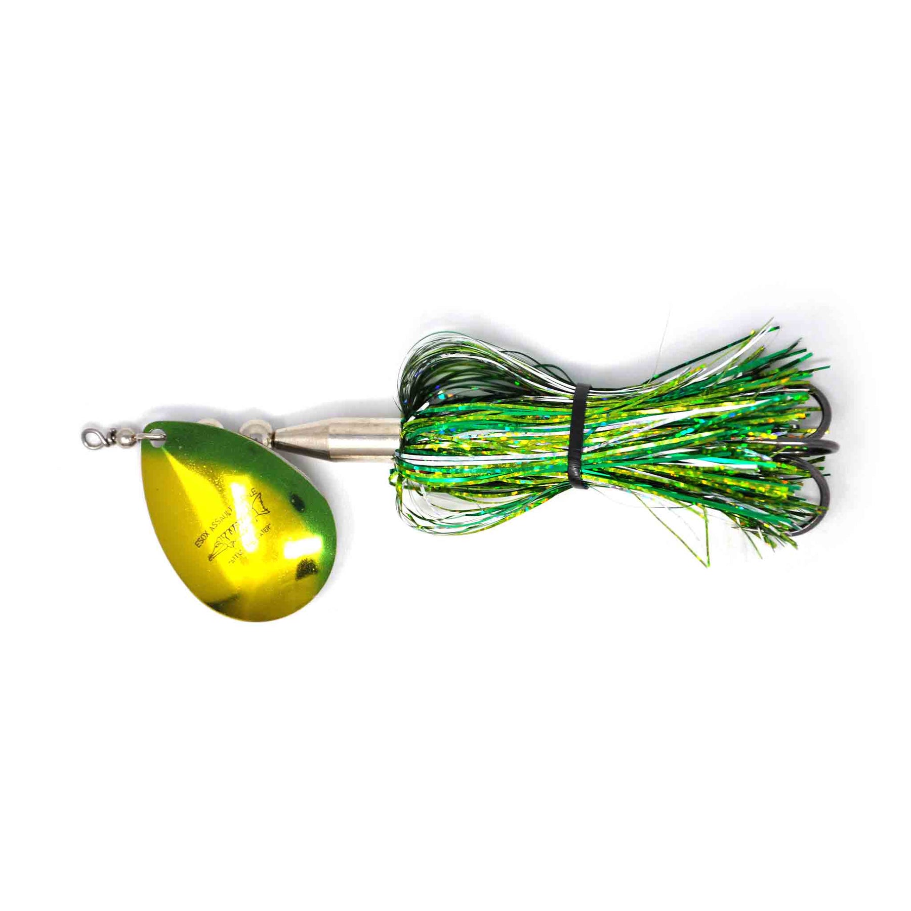 View of Bucktails Chaos Tackle Esox Assault Single 8 Bucktail Gang Green available at EZOKO Pike and Musky Shop