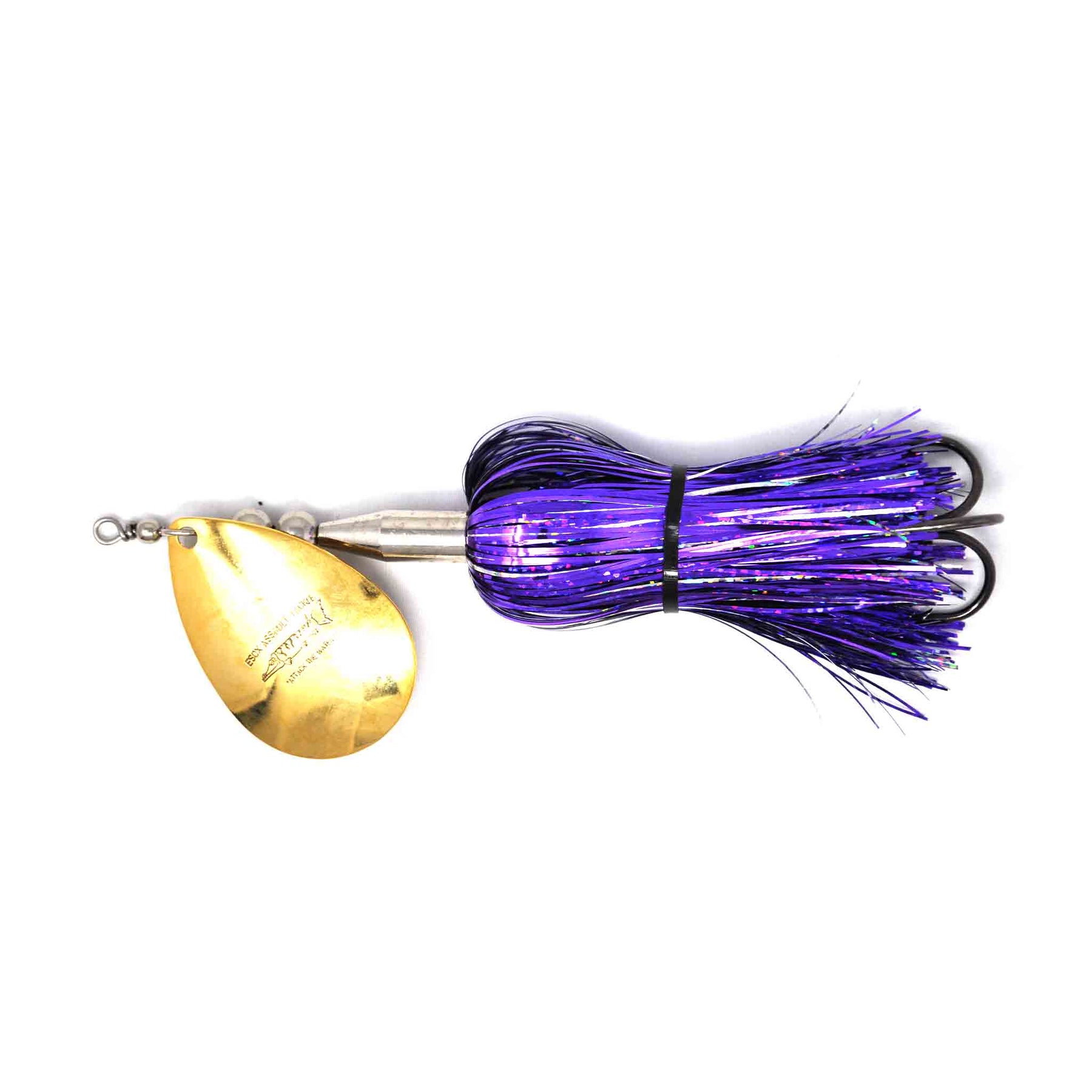 View of Bucktails Chaos Tackle Esox Assault Single 8 Bucktail Purple Shimmer available at EZOKO Pike and Musky Shop