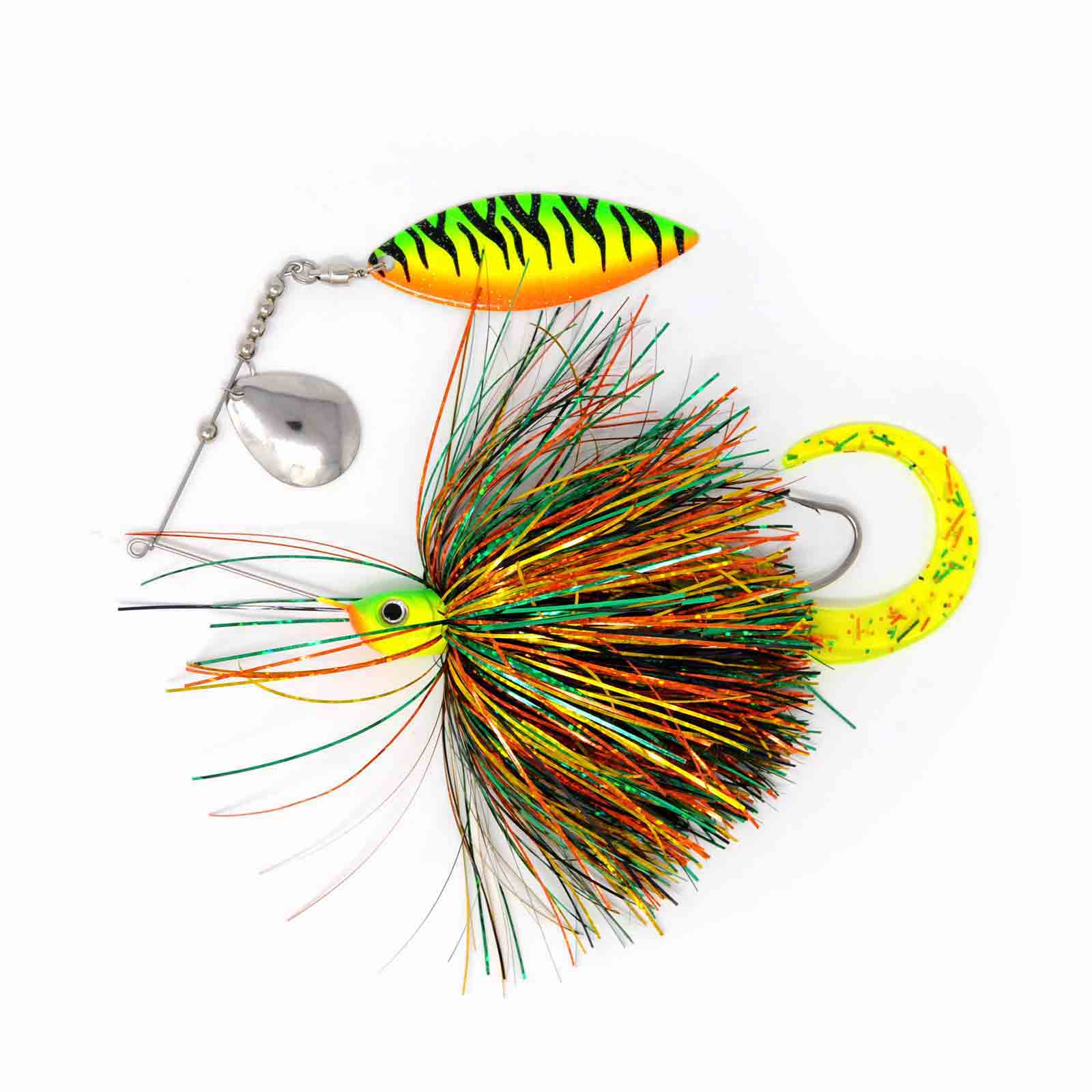 View of Spinnerbaits Chaos Tackle Esox Assault Spinnerbait Willow 1oz Fire Tiger available at EZOKO Fishing