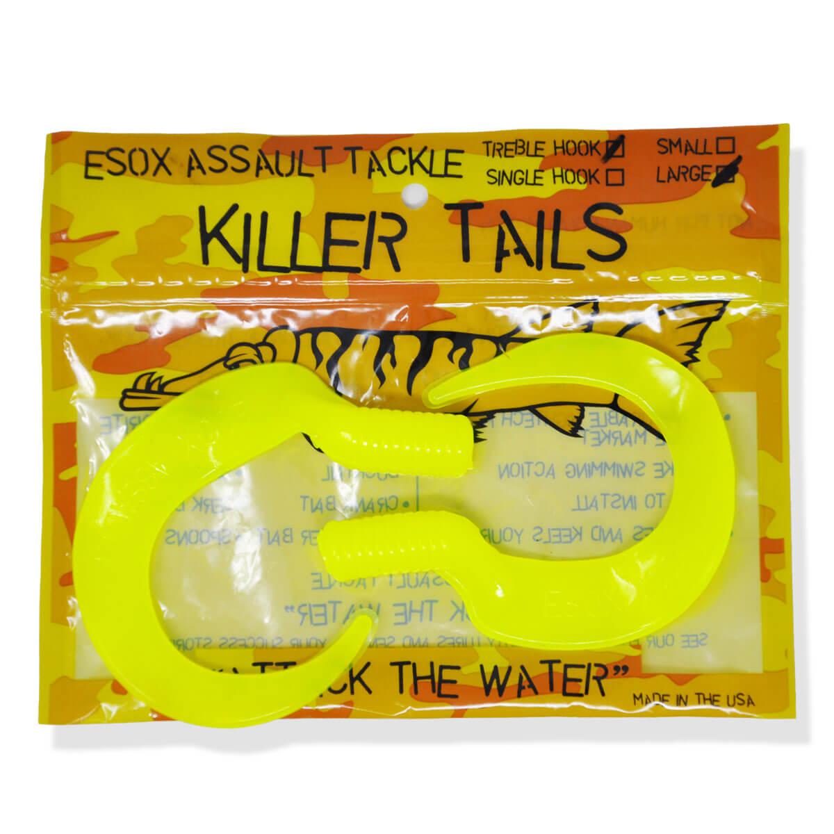 View of Lures_Add-on Chaos Tackle Killer Tails Chartreuse Large 7.5 in available at EZOKO Pike and Musky Shop