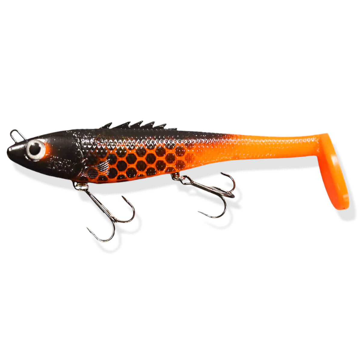 View of Swimbaits Chaos Tackle Posseidon 8" Swimbait Flame Thrower available at EZOKO Fishing