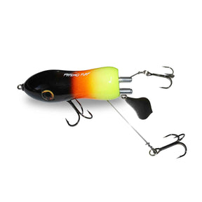 View of Topwater Big Mama Psycho Flaptail Flaptail Fire Tail available at EZOKO Pike and Musky Shop