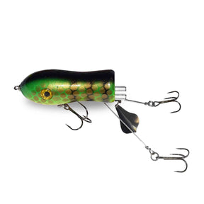 View of Topwater Big Mama Psycho Flaptail Flaptail Round Lake Perch available at EZOKO Pike and Musky Shop