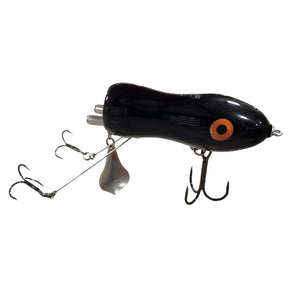View of Topwater Chaos Tackle Psycho Flaptail Black available at EZOKO Pike and Musky Shop