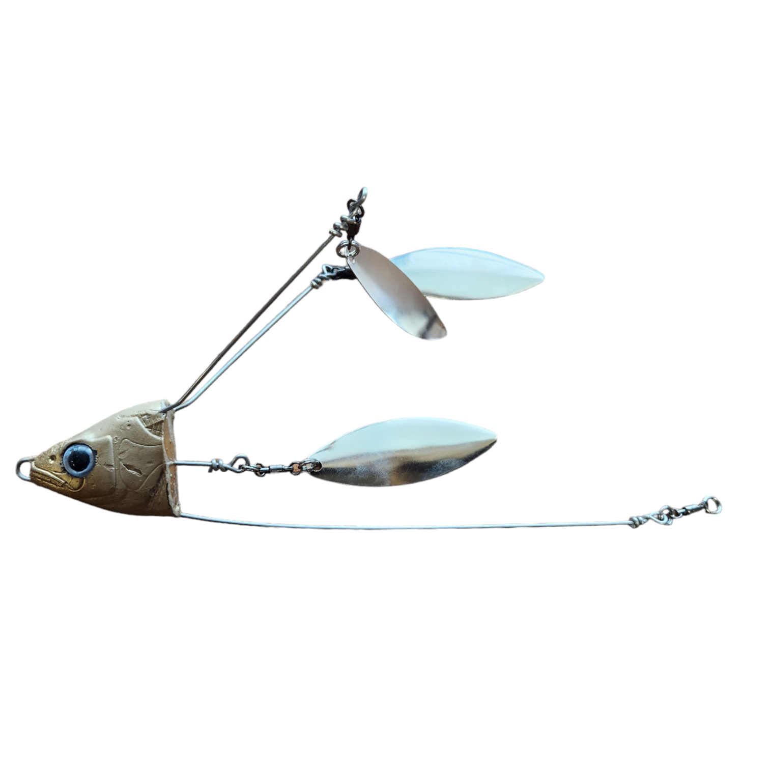 View of Lures_Add-on Chaos Tackle Willen's Hat Trick 3 Blades Gold / Silver Blades available at EZOKO Pike and Musky Shop