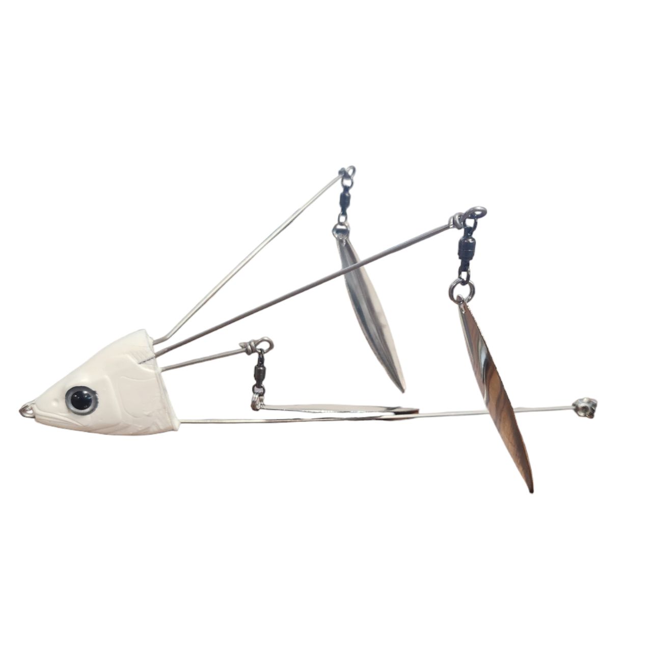 View of Lures_Add-on Chaos Tackle Willen's Hat Trick 3 Blades White / Silver Blades available at EZOKO Fishing