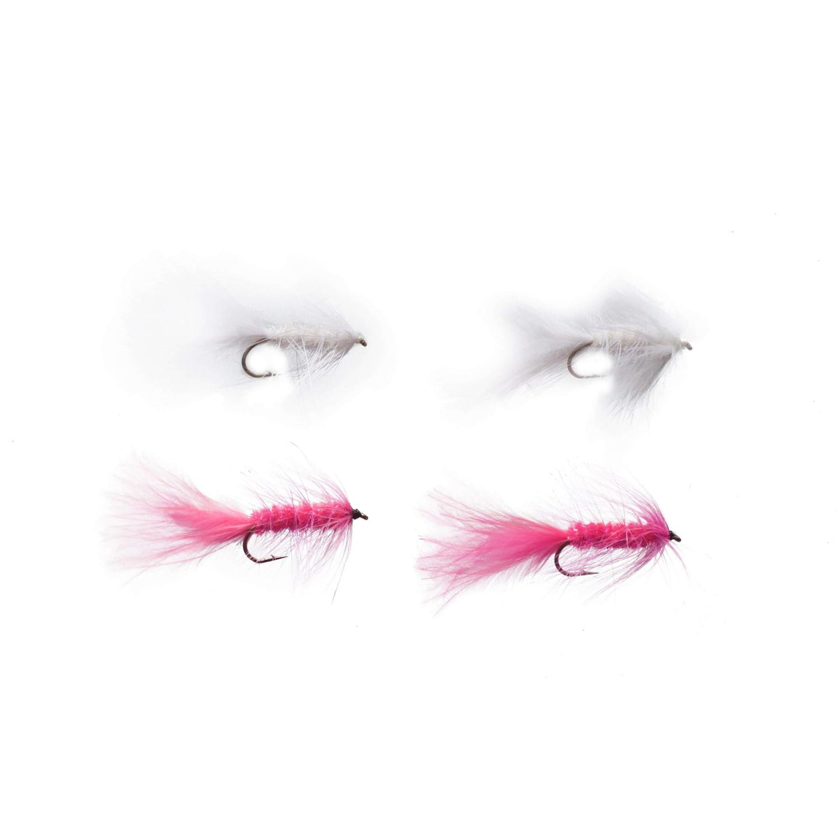 View of Cortland White / Pink Wooly Bugger - 4 Pack available at EZOKO Pike and Musky Shop