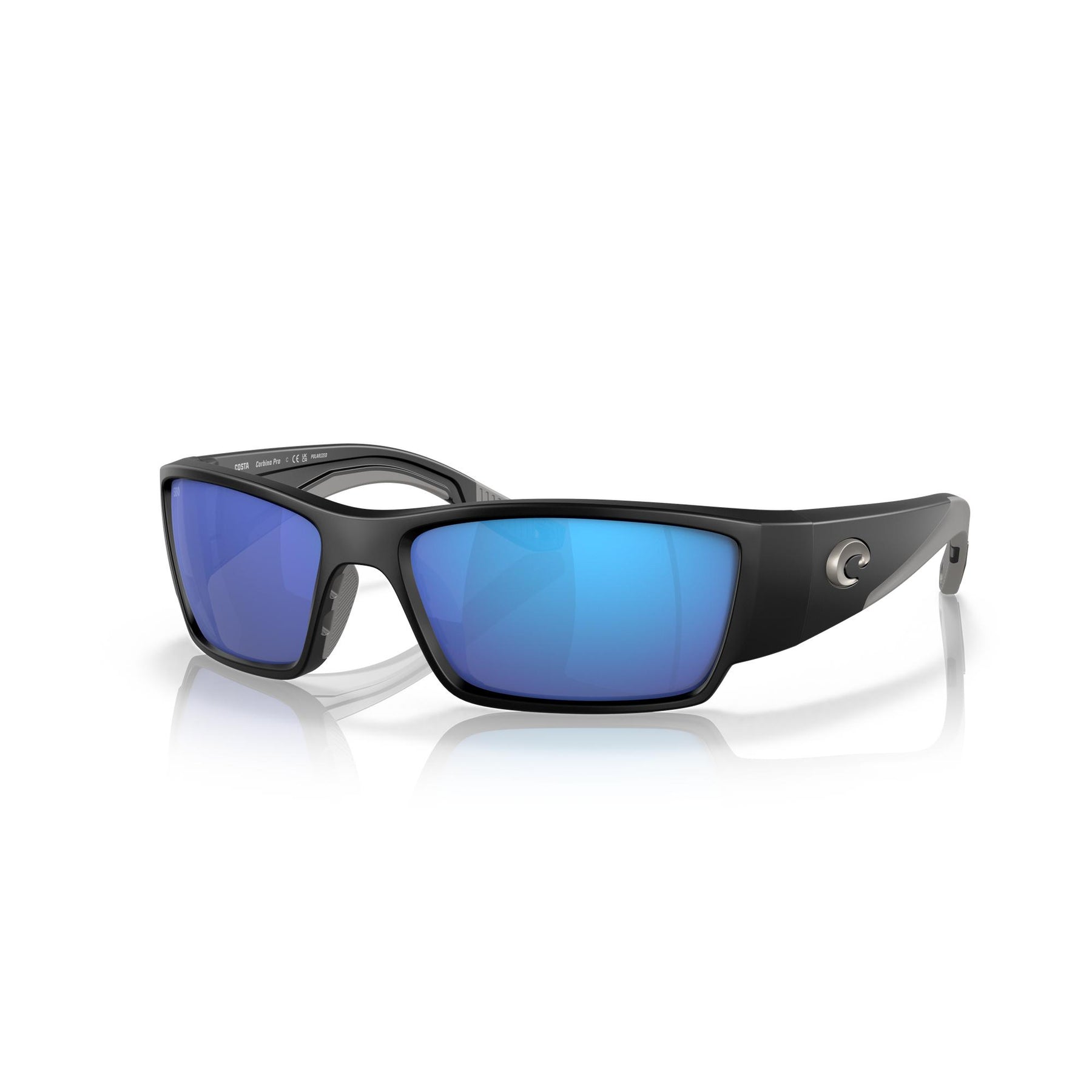 View of Sunglasses Costa Corbina Pro Matte Black Blue Mirror 580G available at EZOKO Pike and Musky Shop