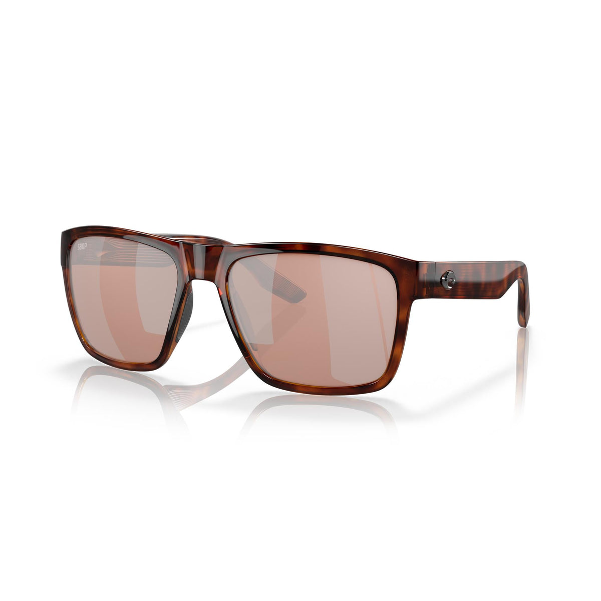 View of Sunglasses Costa Paunch XL Tortoise Copper Silver Mirror 580P available at EZOKO Pike and Musky Shop