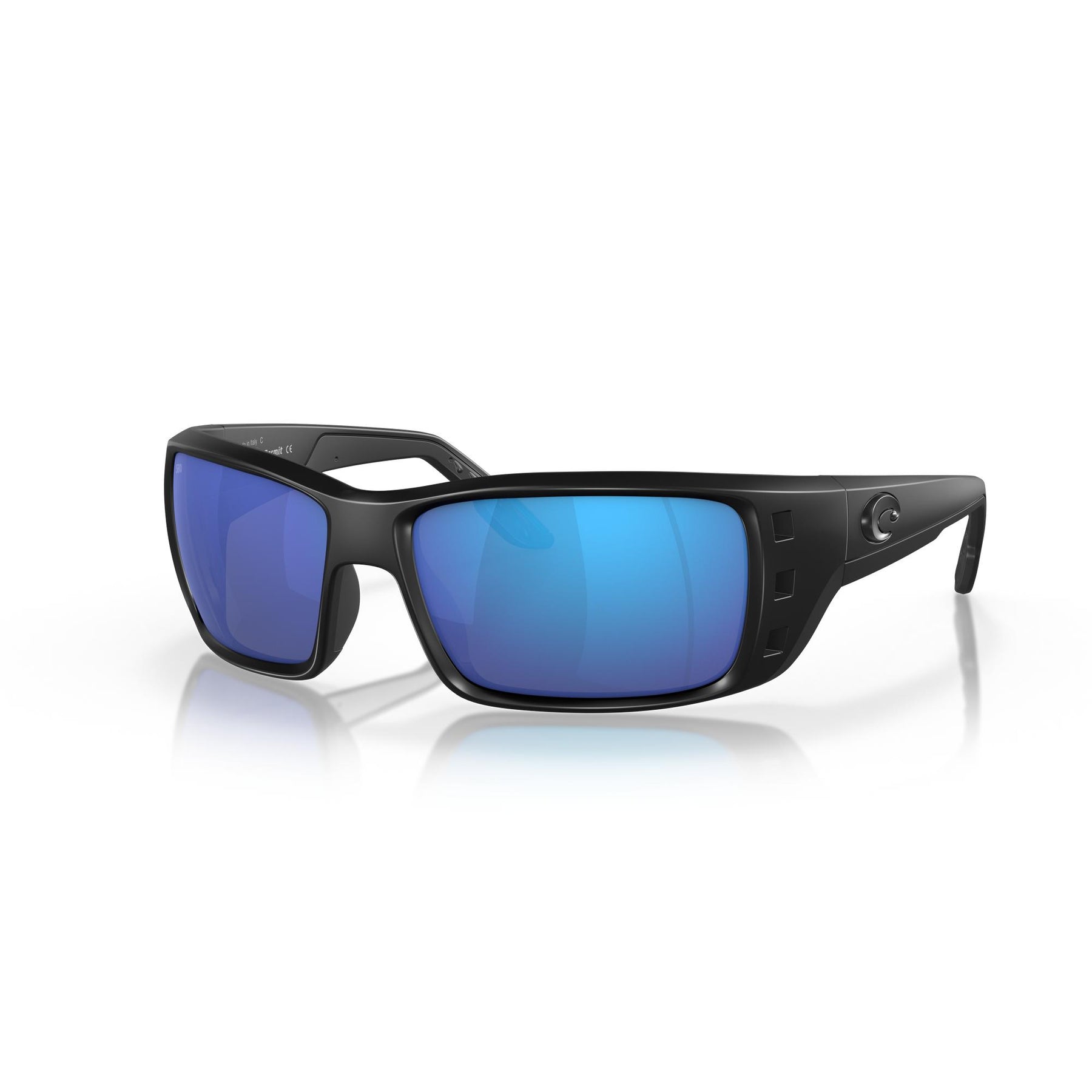 View of Sunglasses Costa Permit Blackout Frame Blue Mirror 580G available at EZOKO Pike and Musky Shop