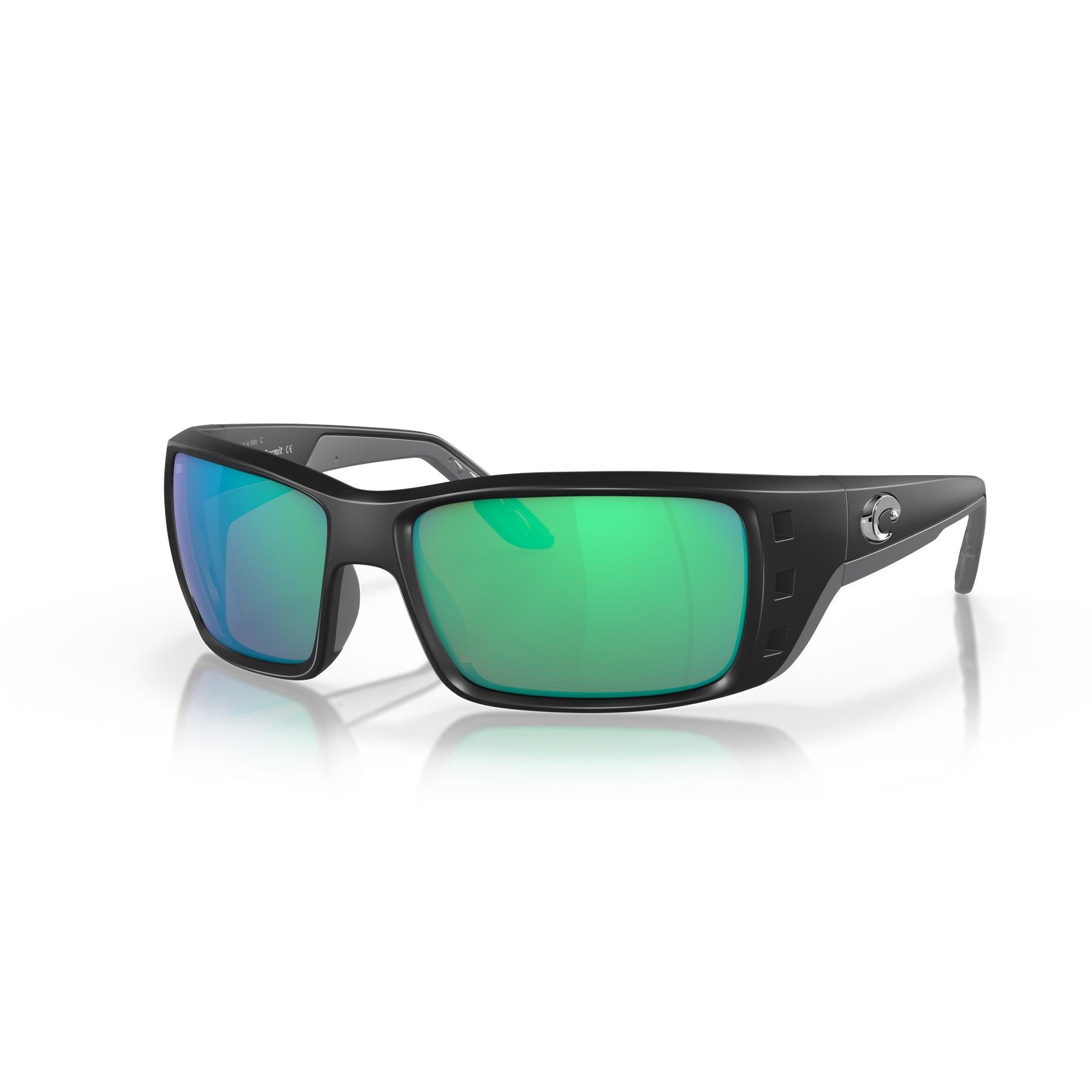 View of Sunglasses Costa Permit Matte Black Frame Green Mirror 580G available at EZOKO Pike and Musky Shop