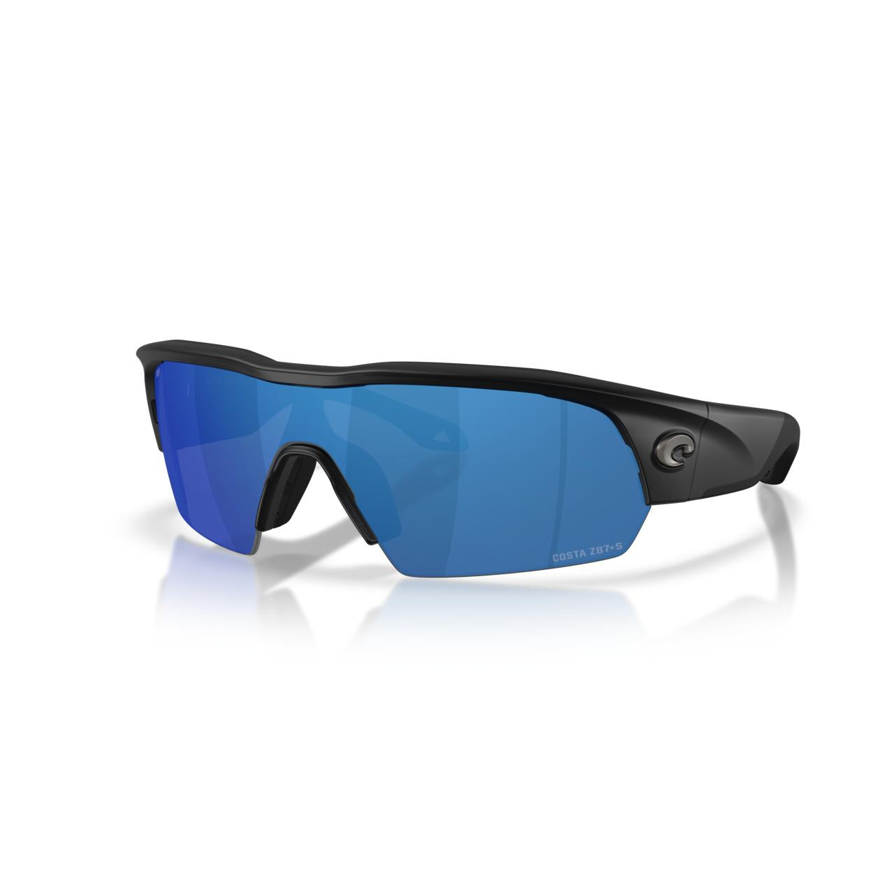 View of Costa Pilothouse Pro Sunglasses Mate Black Blue Mirror available at EZOKO Fishing