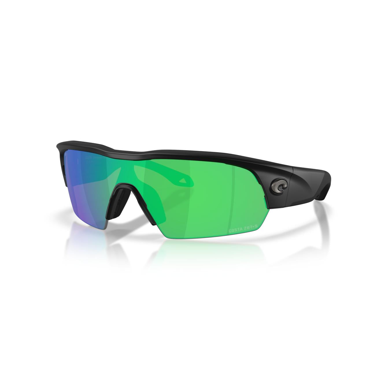 View of Costa Pilothouse Pro Sunglasses Mate Black Green Mirror available at EZOKO Fishing