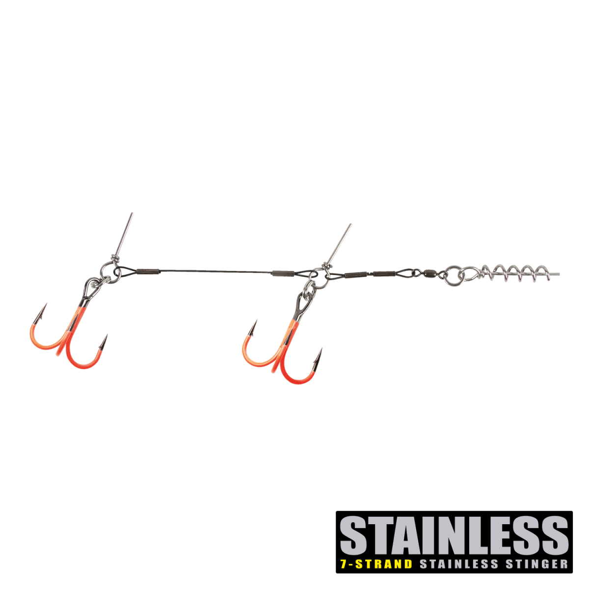 View of Hooks CWC Stinger Pro UV Orange Tandem 1 available at EZOKO Pike and Musky Shop