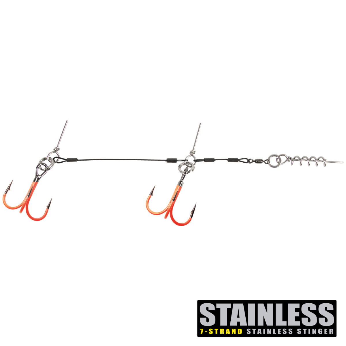 View of Hooks CWC Stinger Pro UV Orange Tandem 3/0 available at EZOKO Pike and Musky Shop