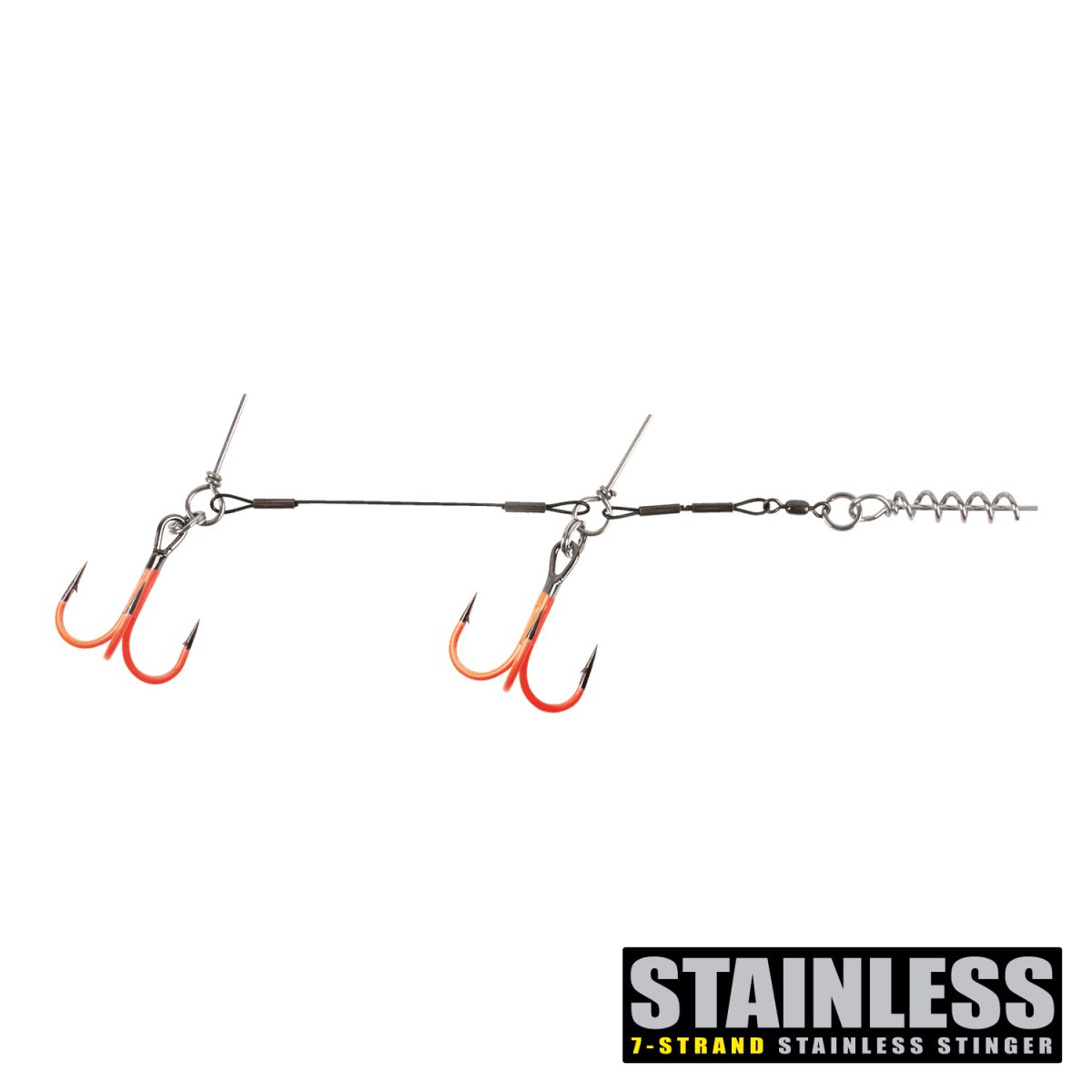 View of Hooks CWC Stinger Pro UV Orange Tandem 1 available at EZOKO Pike and Musky Shop