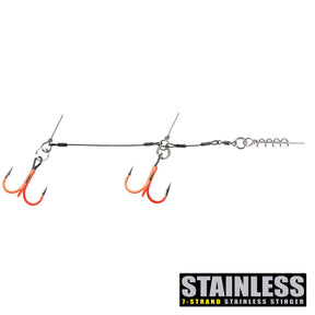 View of Hooks CWC Stinger Pro UV Orange Tandem 2/0 available at EZOKO Pike and Musky Shop