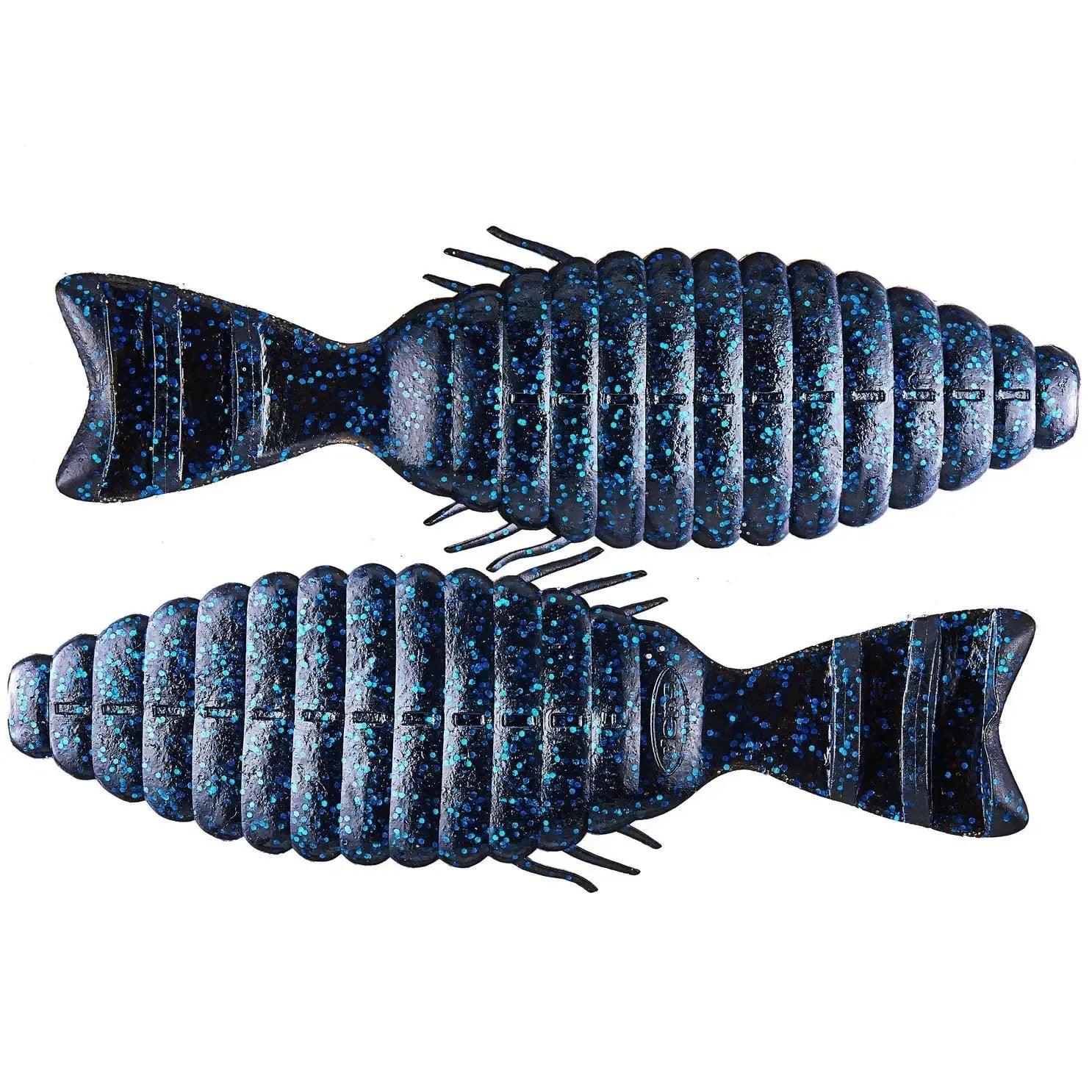 View of Softbaits Deps Bull Flat Creature Bait 2" Black Blue Flake available at EZOKO Fishing