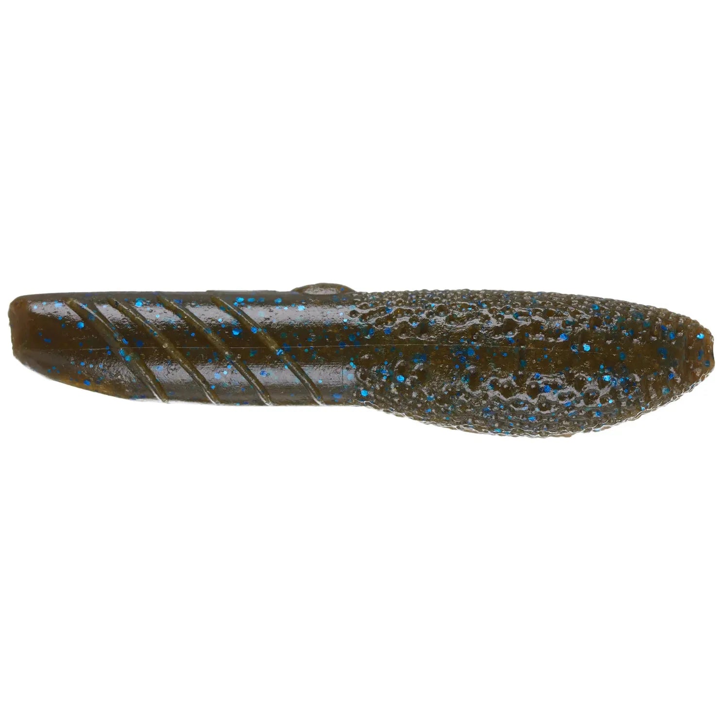 View of Softbaits Deps Cover Scat Stick Bait 3" Green Pumpkin Blue Flake available at EZOKO Fishing