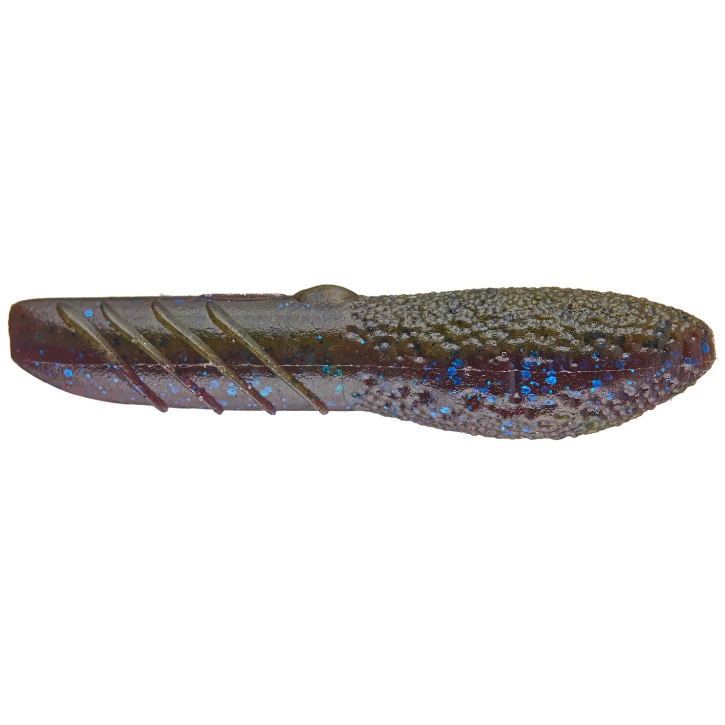 View of Softbaits Deps Cover Scat Stick Bait 4" Green Pumpkin Blue Flake available at EZOKO Fishing
