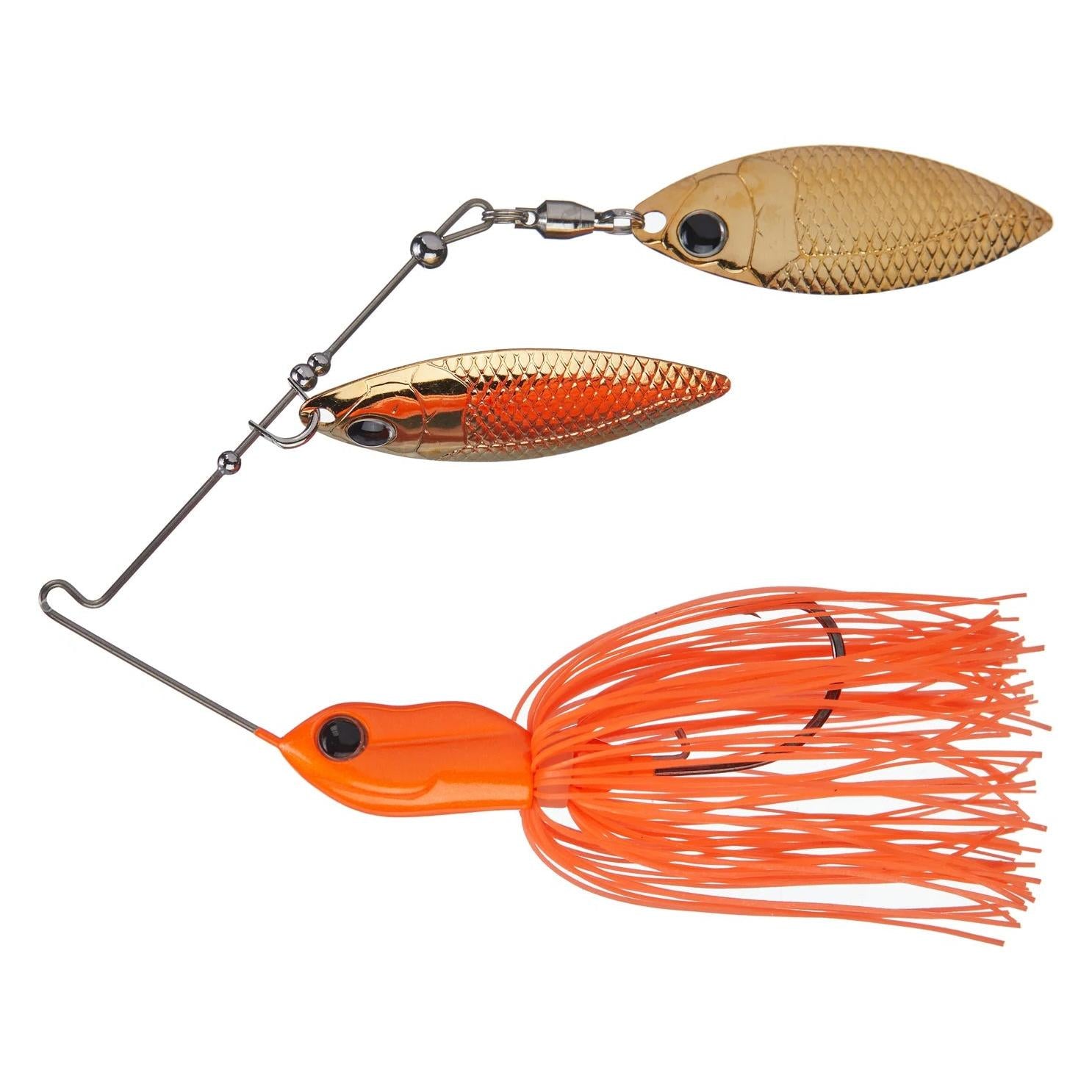 View of Spinnerbaits Deps Mini Bros Finess Double Willow Spinnerbait 1/2oz Burning Orange available at EZOKO Fishing